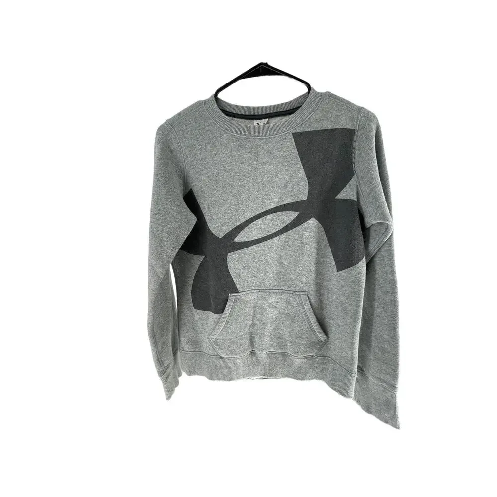 Under Armour Boys Gray Graphic Pullover Sweatshirt Youth Size Large